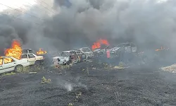 Afyon'da Yangın Paniği! Alevler Hurda Araçlara Sıçradı